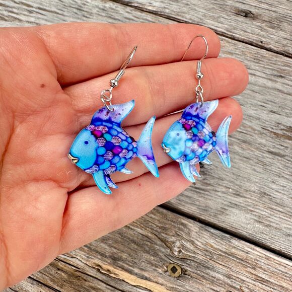 Rainbow Fish Earrings - Picture 2 of 2